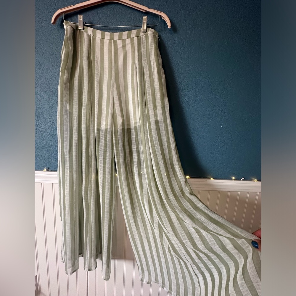 Flowy striped sheer wide leg pants